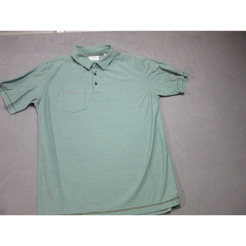 Linksoul Polo Shirt Mens XL Green Striped  Golf Performance Stretch Athleisure